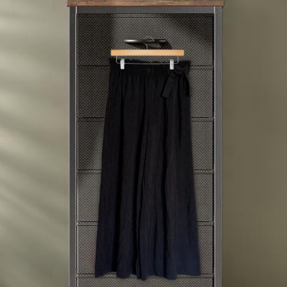 ZARA KIDS • Black Pleated Palazzo Pants Wide Leg Bow - Picture 6 of 6